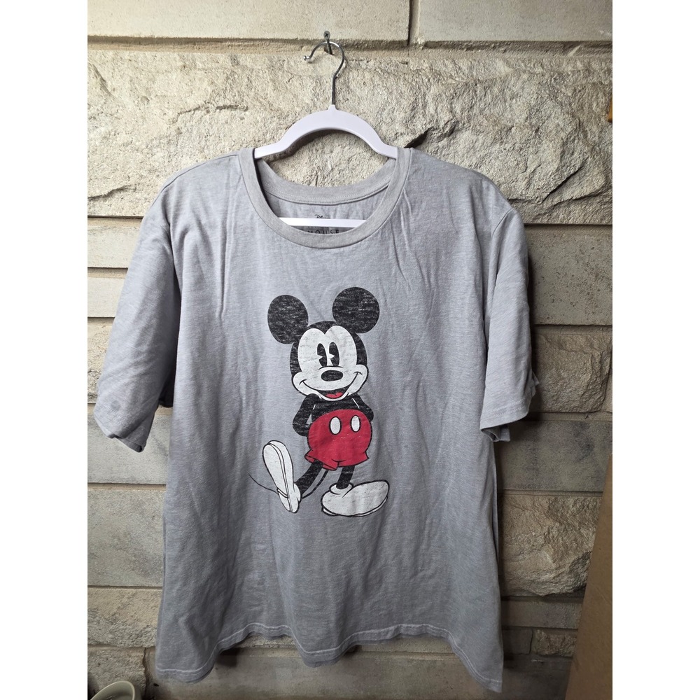 Disney Mickey Mouse Graphic T-Shirt Mens 3XL Heather Gray Short Sleeve Retro Tee